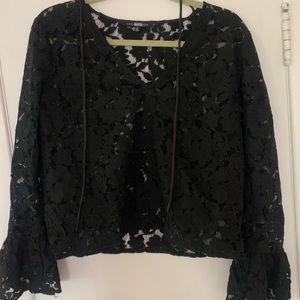 Endless Rose black lace sheer top. Size M